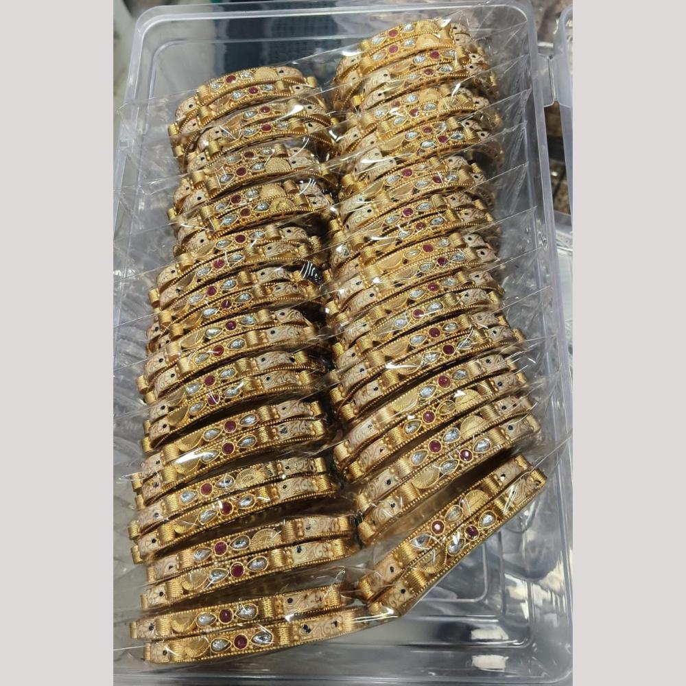 Pooja Bangles Designer Pota Stone And Meenakari Bangles Set (1 Piece Only)