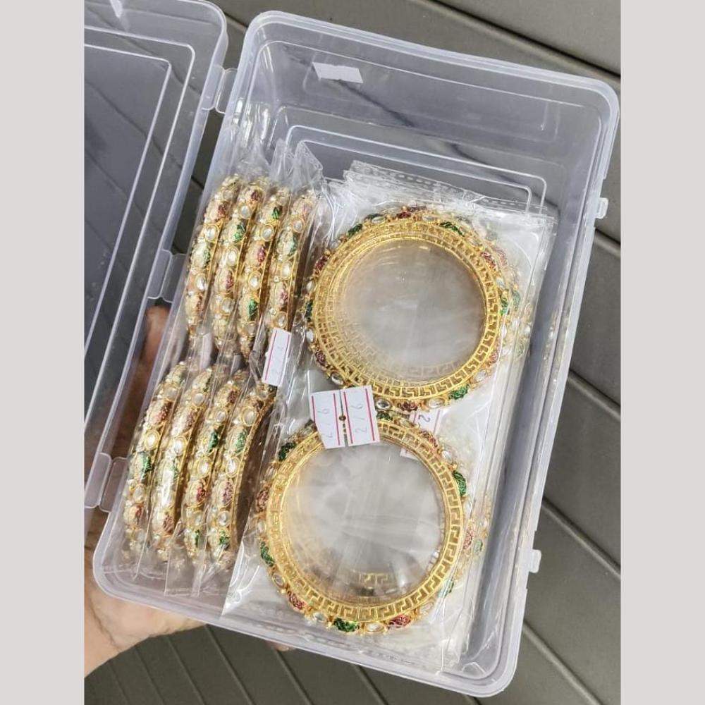 Pooja Bangles Designer Pota Stone And Meenakari Bangles Set (1 Piece Only)