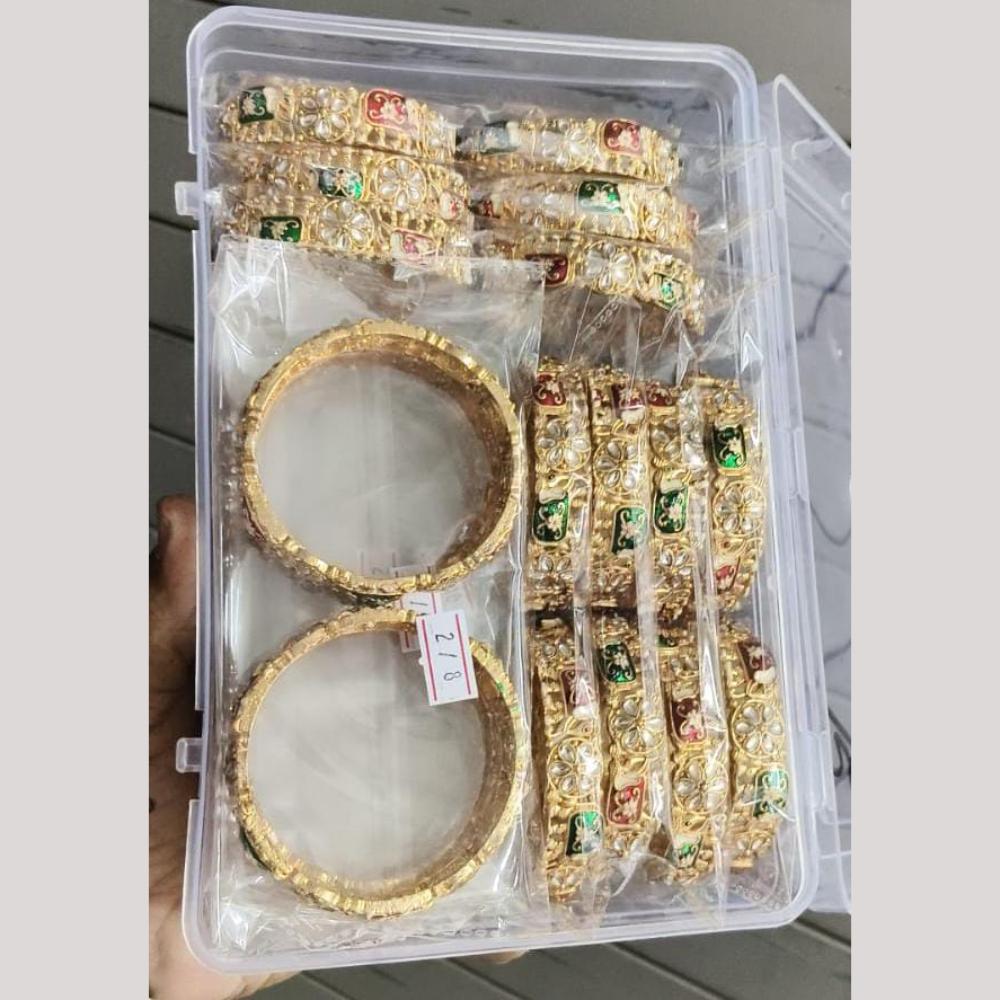 Pooja Bangles Designer Kundan Stone And Meenakari Bangles Set (1 Piece Only)