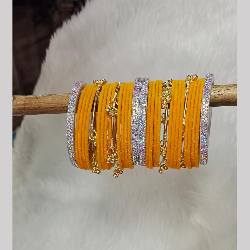 Pooja Bangles Designer Velvet And Pearl Kashmiri Bangles Set