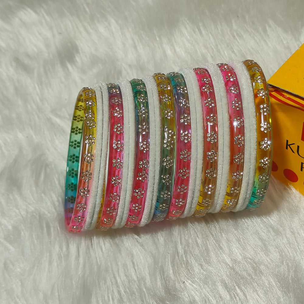 Pooja Bangles Glamorous Austrian Stone Velvet Glass Bangles Set