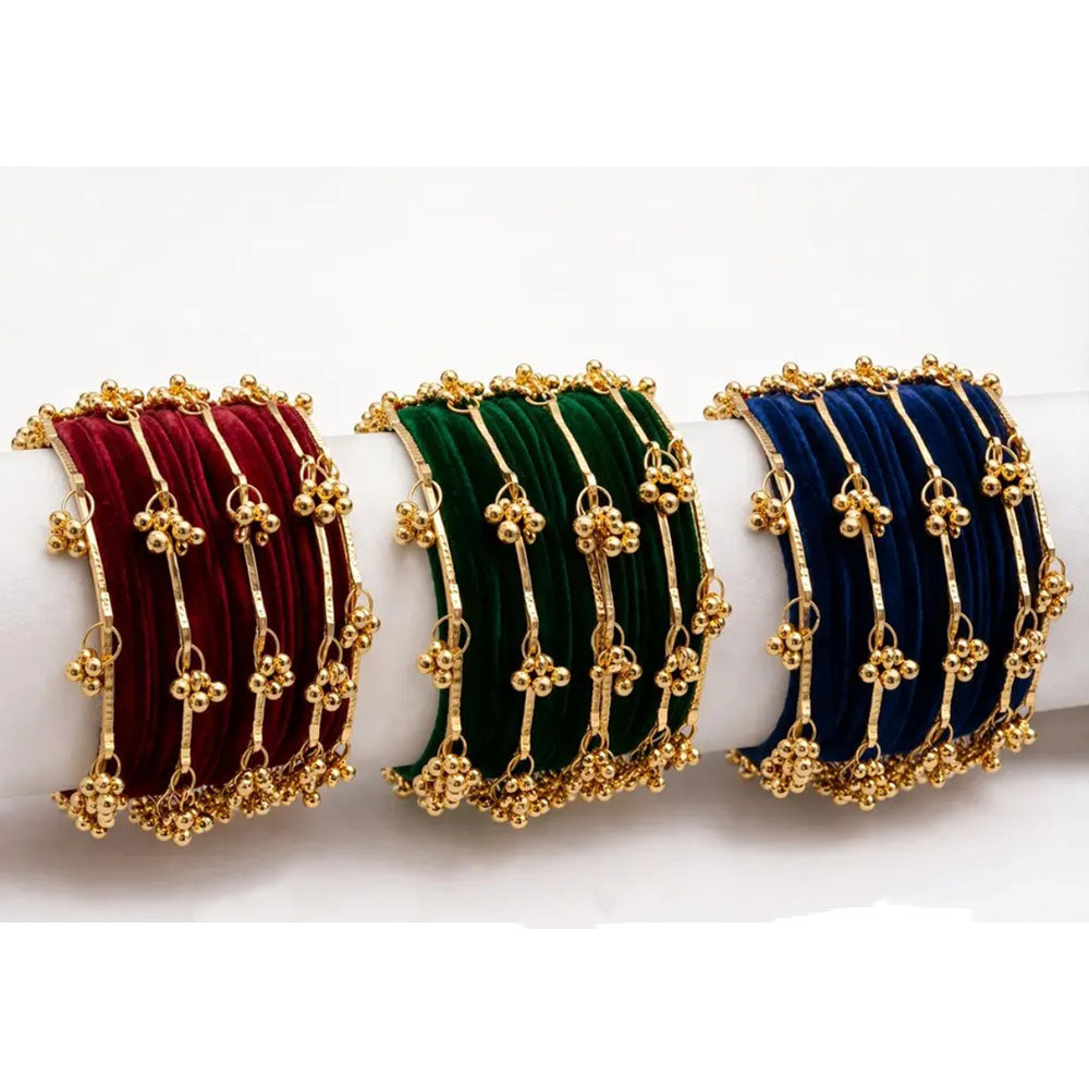 Pooja Bangles Classic Kashmiri Ghungroo Velvet Bangles Set