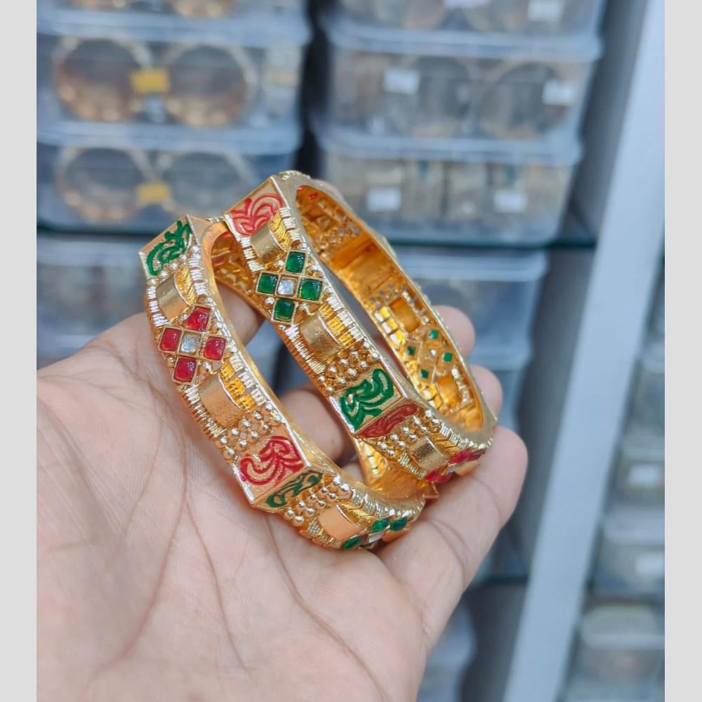 Pooja Bangles Elegant Meenakari And Pota Stone Bangles Set