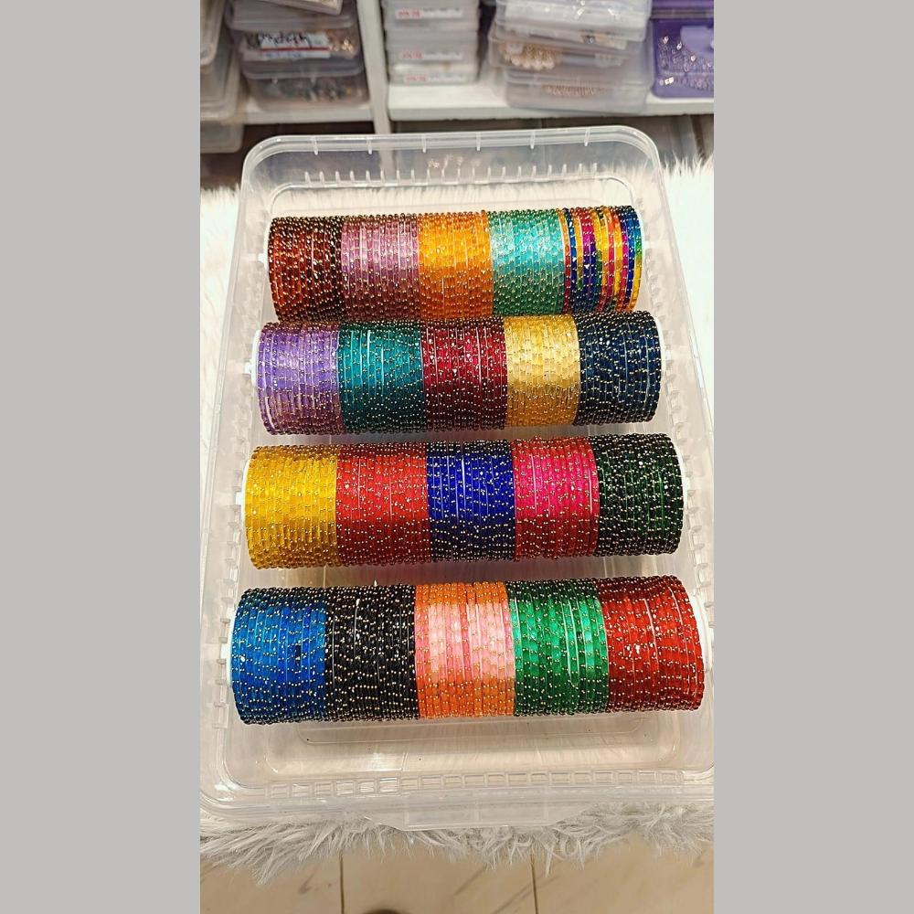 Pooja Bangles Mix Color Raindrop Glass Fancy Bangles Set
