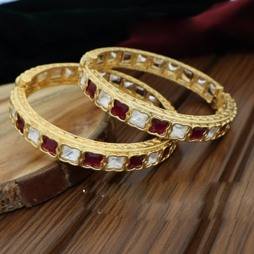 Pooja Bangles Elegant Polki Kundan Stone Designer Bangles Set