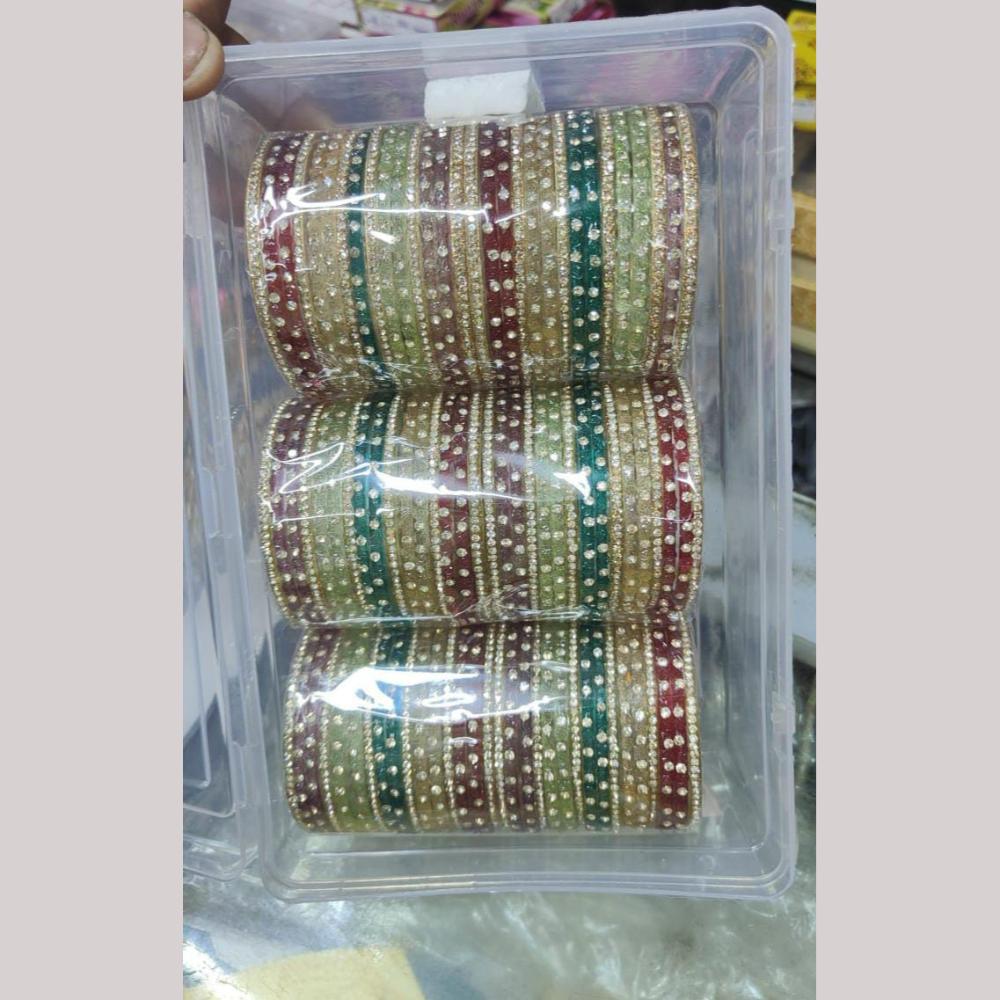 Pooja Bangles Glass Fancy Austrian Stone Bangles Set