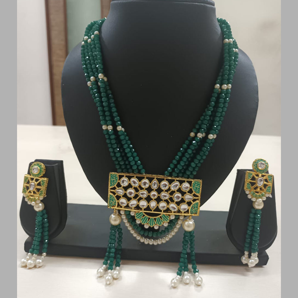 Shubhratnam Jewellers Gold Plated Kundan Stone And Pearl Necklace Set