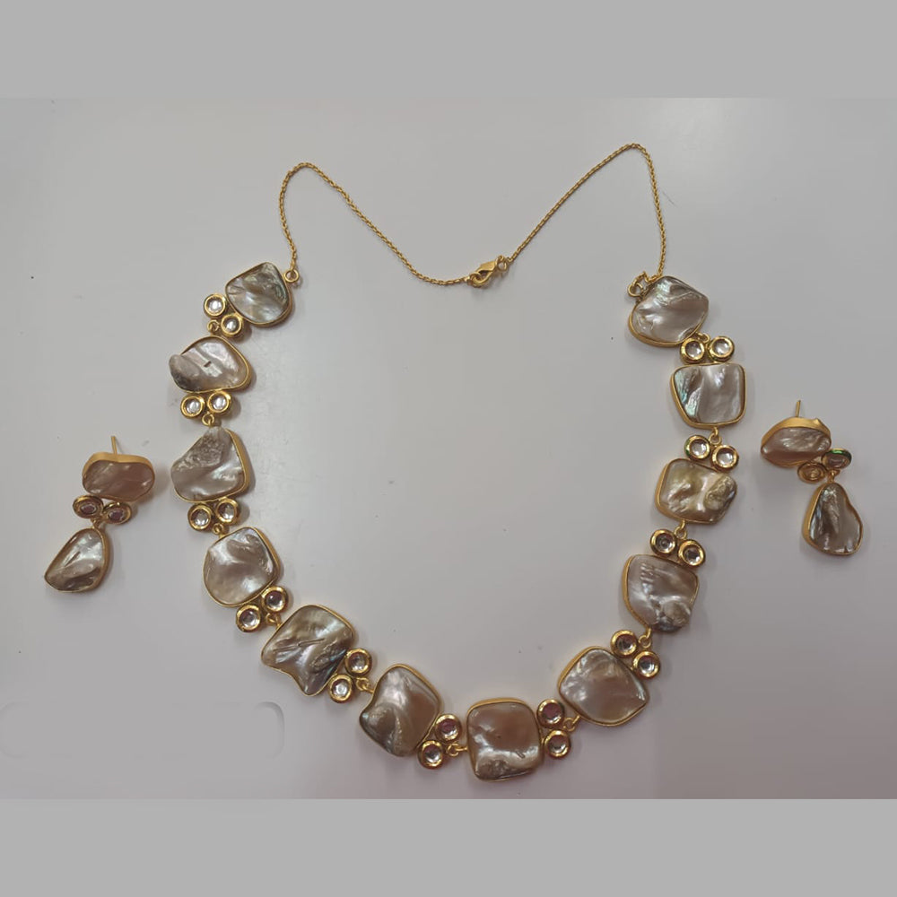 Shubhratnam Jewellers Gold Plated Baroque Stone Necklace