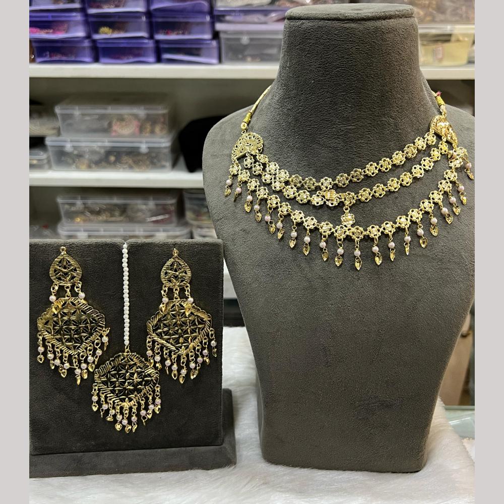 Hira Collections Gold Plated Necklace Set