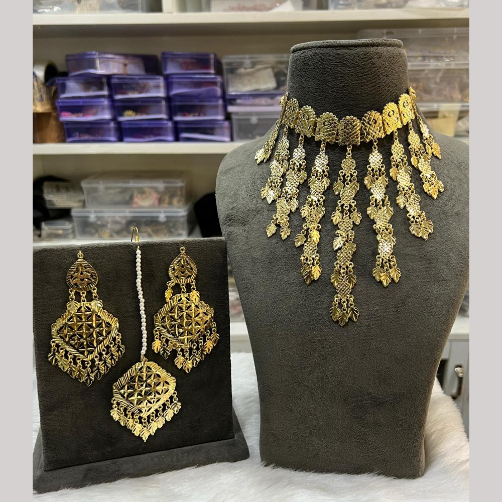 Hira Collections Gold Plated Choker Necklace Set