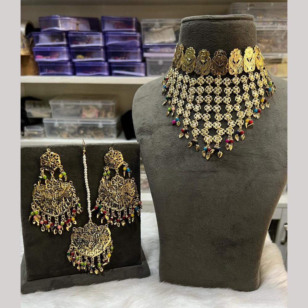 Hira Collections Gold Plated Choker Necklace Set