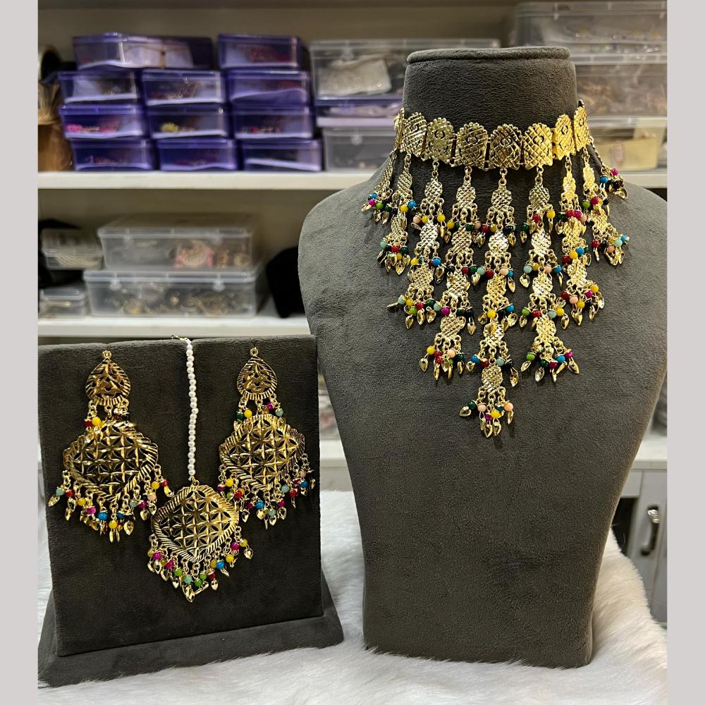 Hira Collections Gold Plated Choker Necklace Set