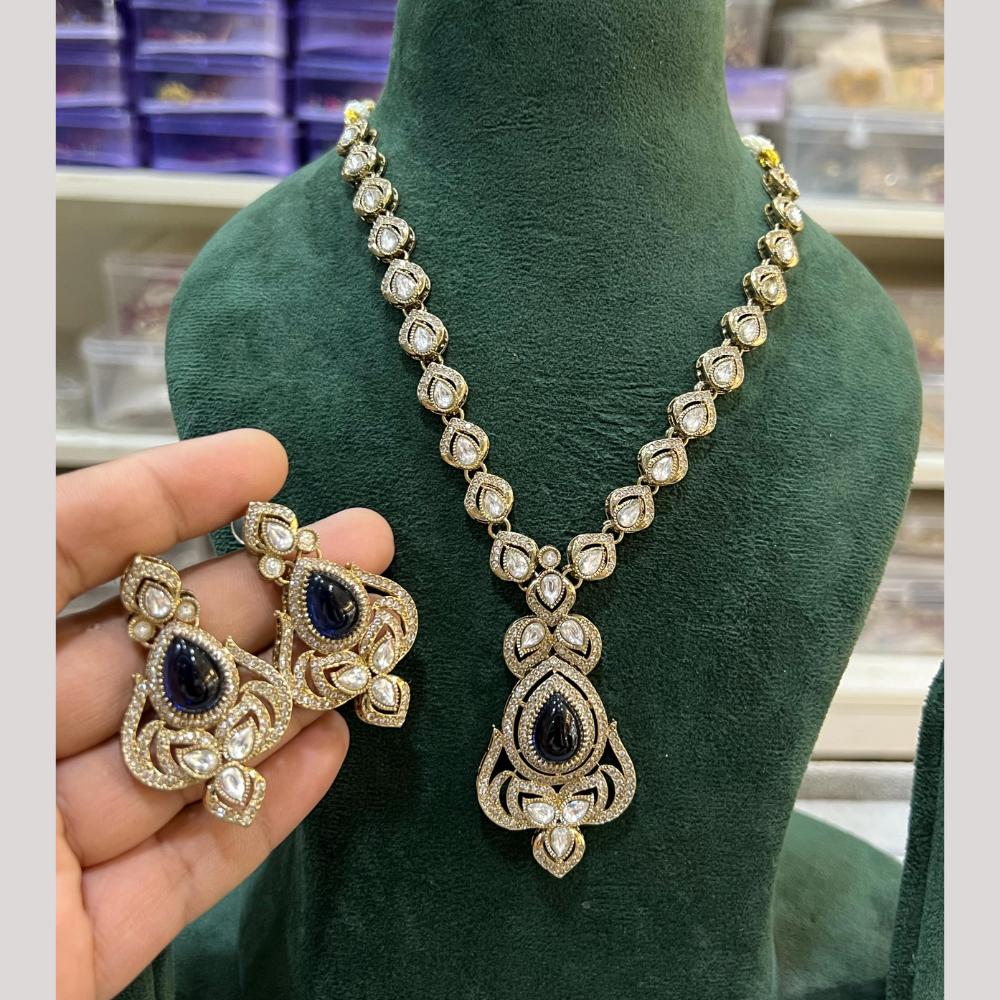 Hira Collections Gold Plated Crystal Stone Necklace Set