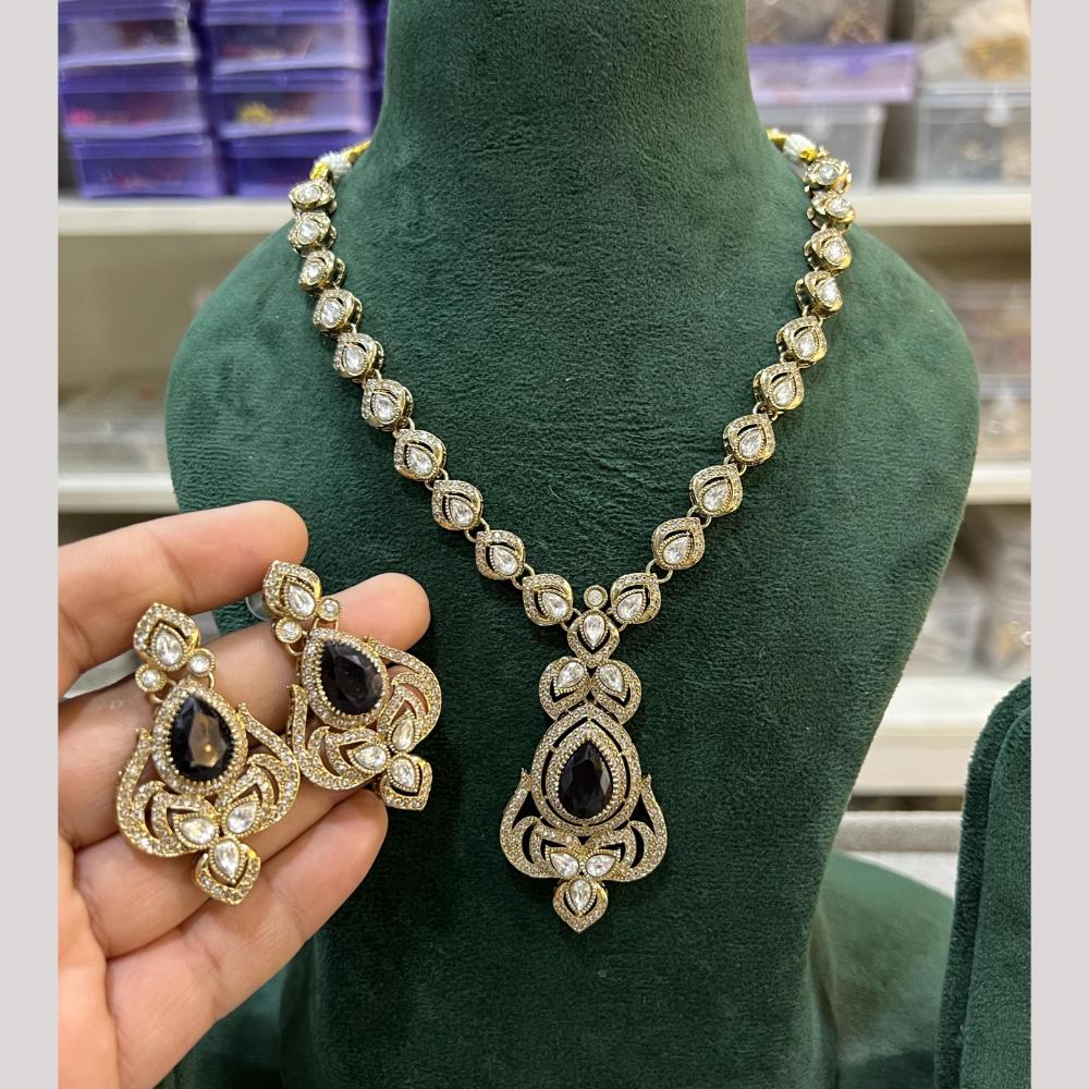 Hira Collections Gold Plated Crystal Stone Necklace Set