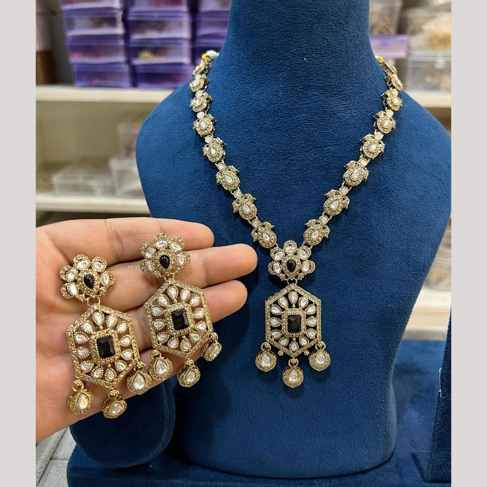 Hira Collections Gold Plated Crystal Stone Necklace Set