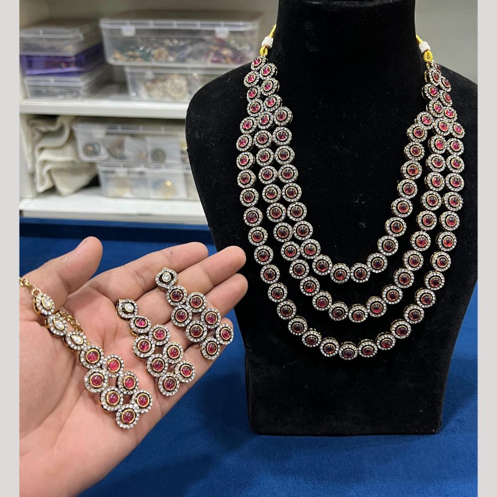 Hira Collection Gold Plated Pota Stone Necklace Set