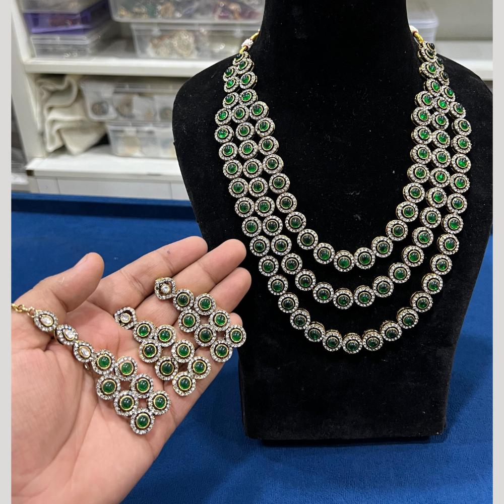 Hira Collection Gold Plated Pota Stone Necklace Set