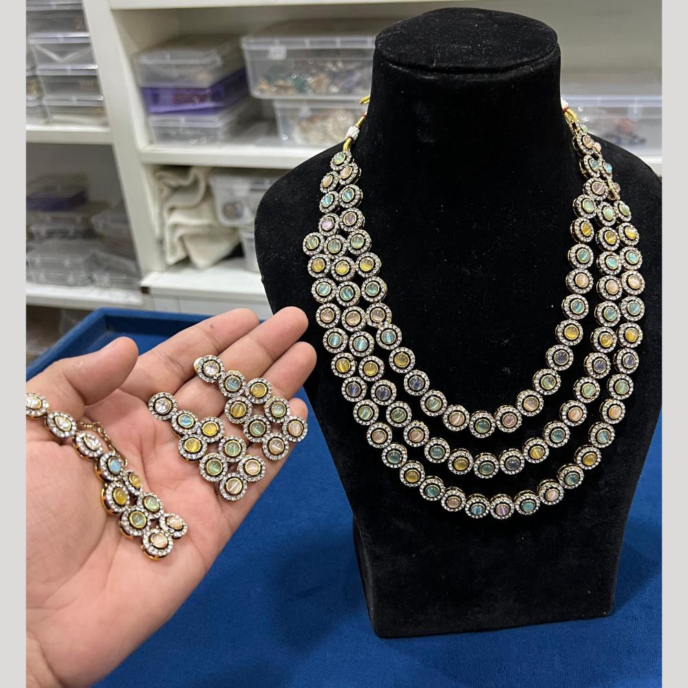 Hira Collection Gold Plated Pota Stone Necklace Set