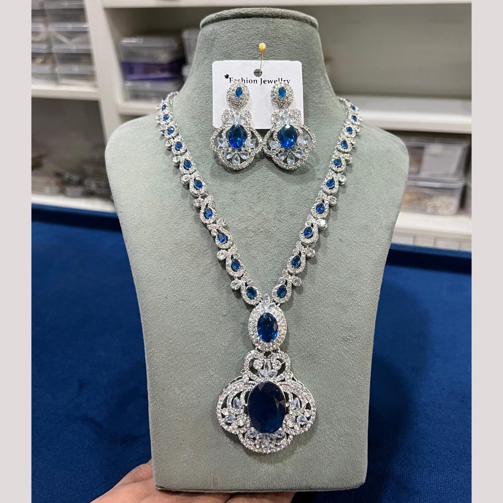 Hira Collections Gold Plated Crystal And Austrian Stone Necklace Set