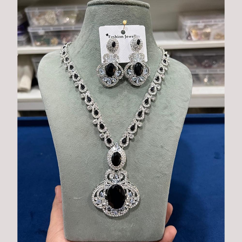 Hira Collections Gold Plated Crystal And Austrian Stone Necklace Set