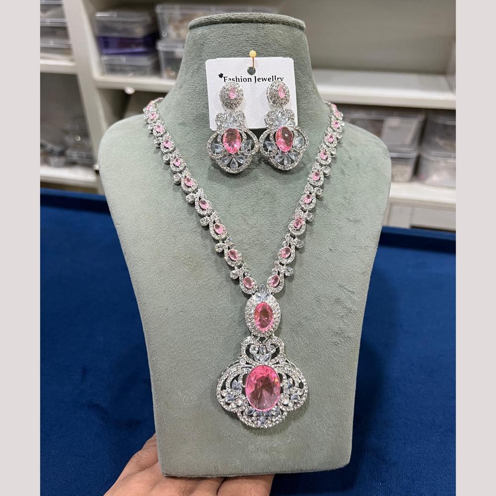 Hira Collections Gold Plated Crystal And Austrian Stone Necklace Set