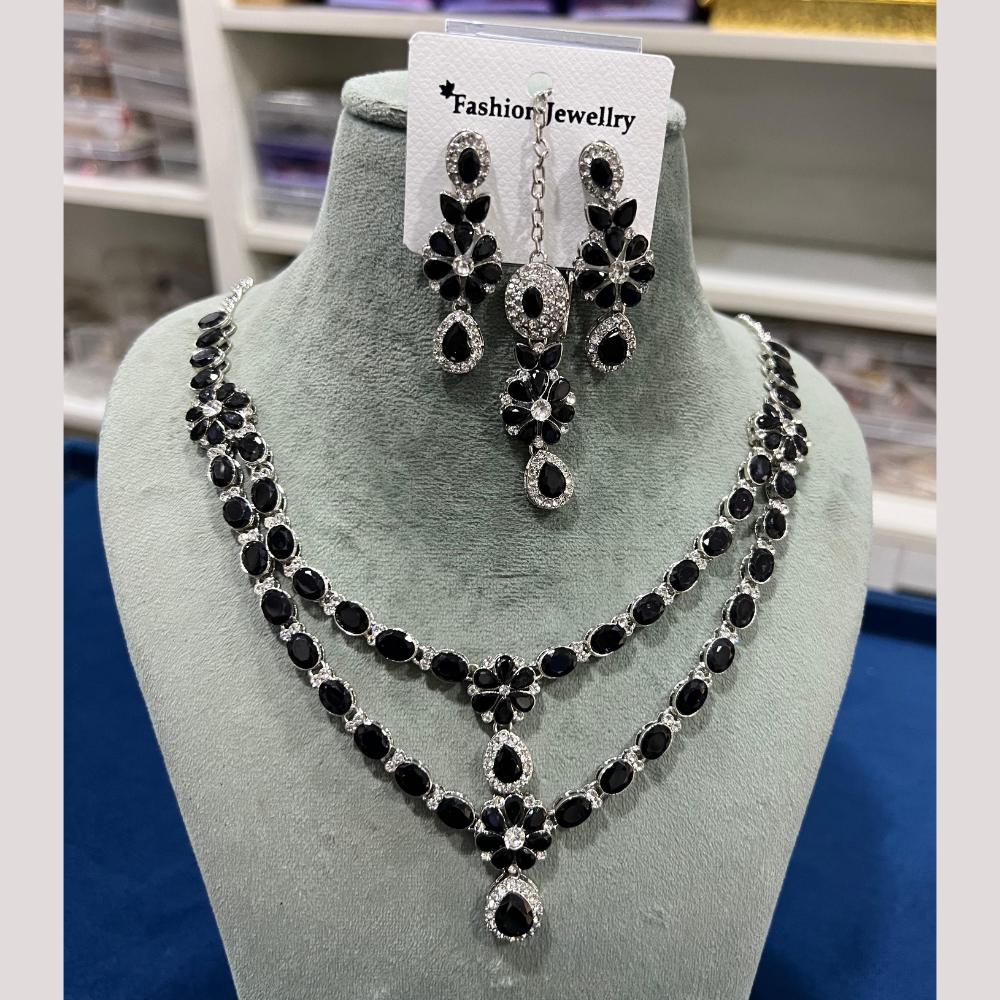 Hira Collections Gold Plated Crystal And Austrian Stone Necklace Set