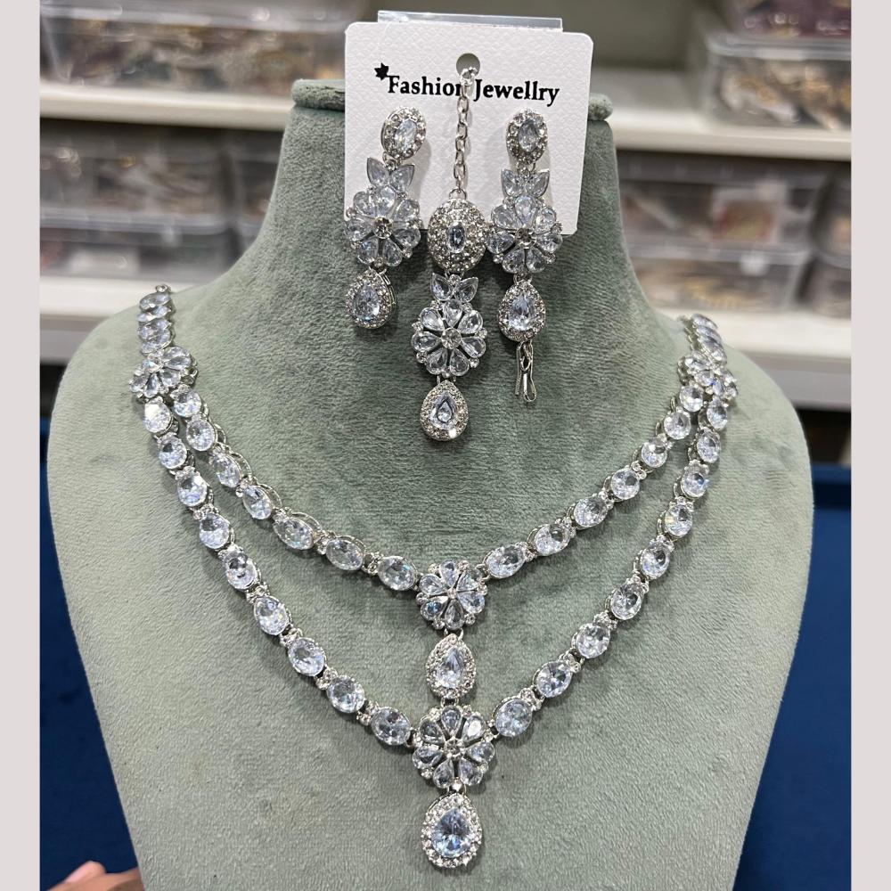 Hira Collections Gold Plated Crystal And Austrian Stone Necklace Set