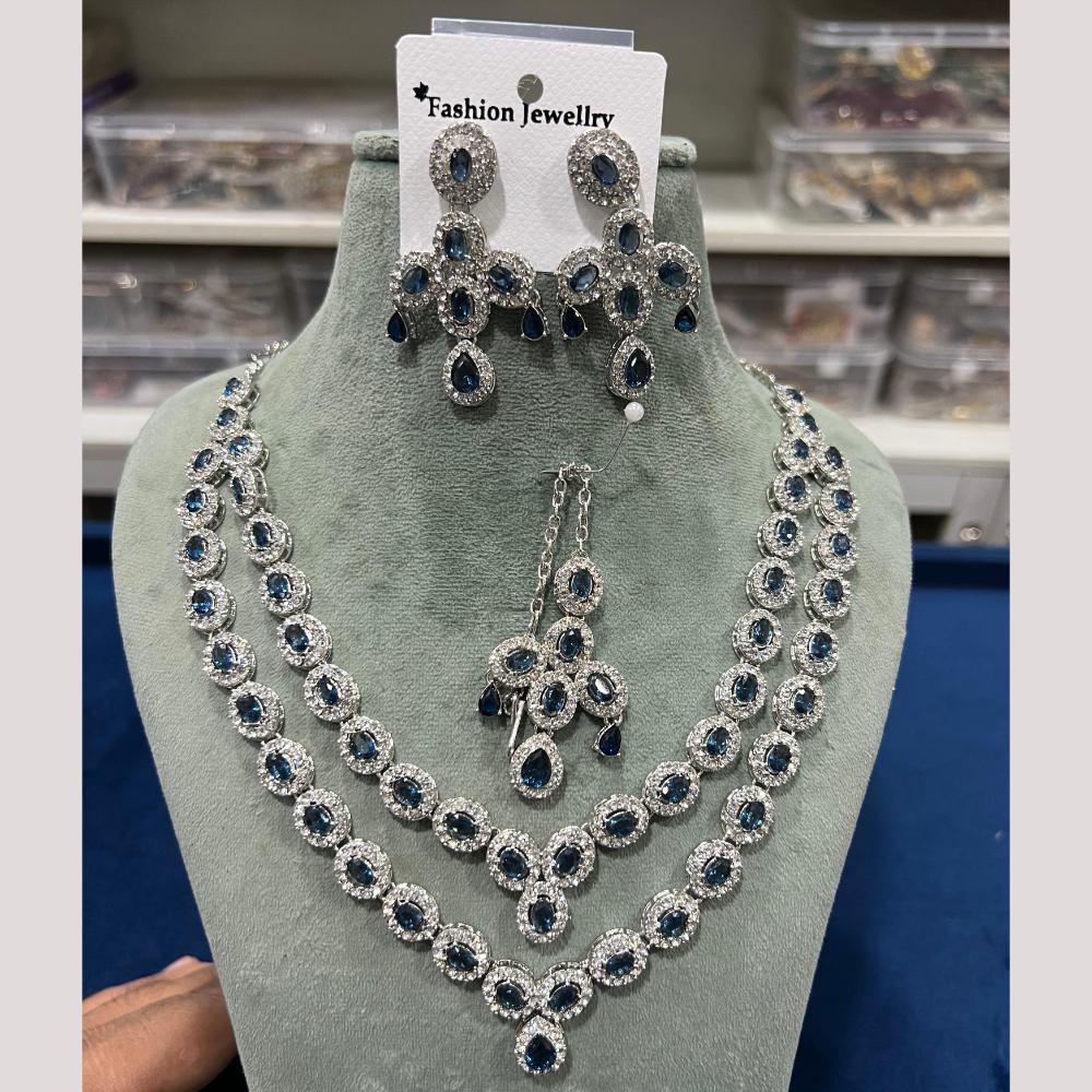 Hira Collections Gold Plated Crystal And Austrian Stone Necklace Set