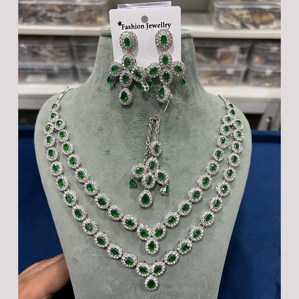 Hira Collections Gold Plated Crystal And Austrian Stone Necklace Set