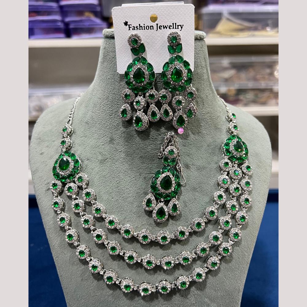 Hira Collections Gold Plated Crystal And Austrian Stone Necklace Set