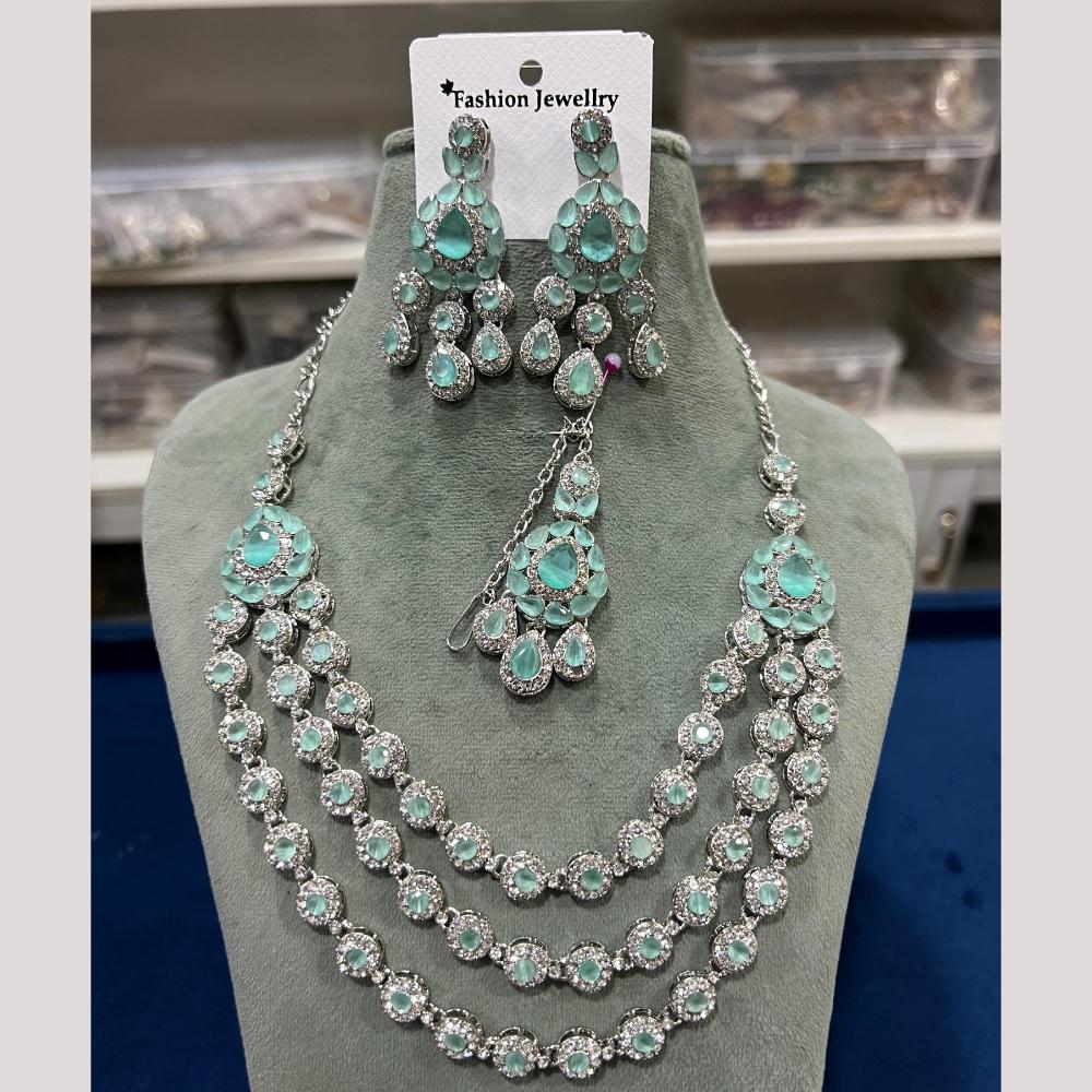 Hira Collections Gold Plated Crystal And Austrian Stone Necklace Set