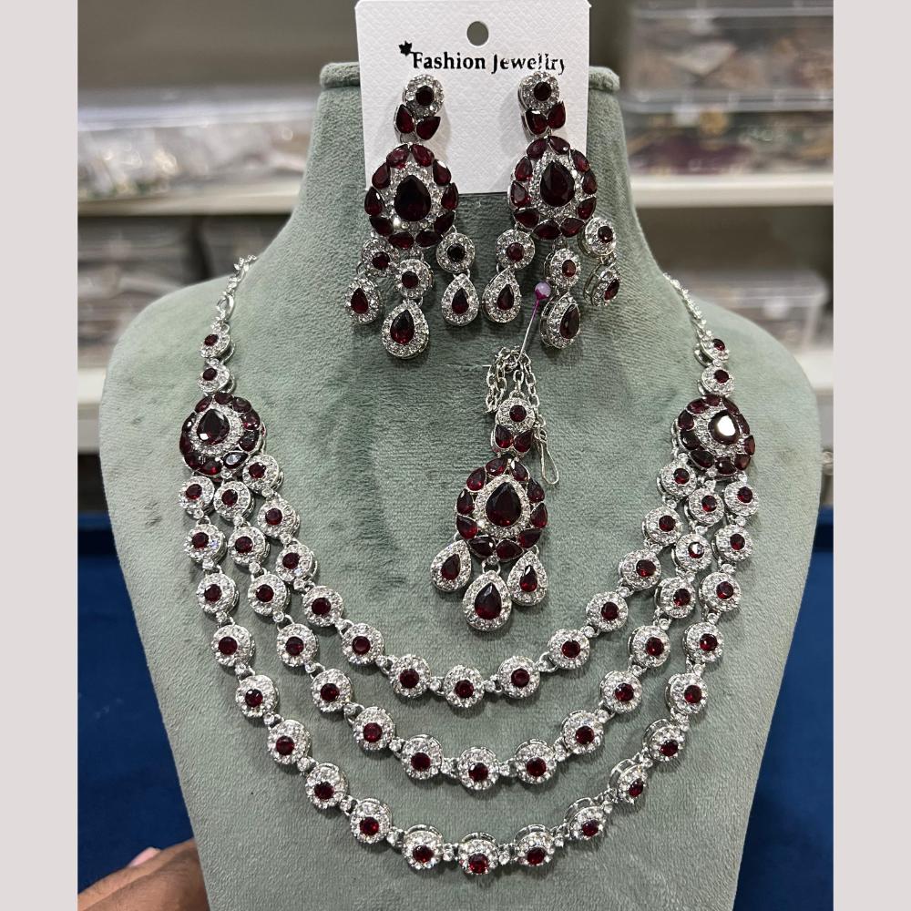 Hira Collections Gold Plated Crystal And Austrian Stone Necklace Set