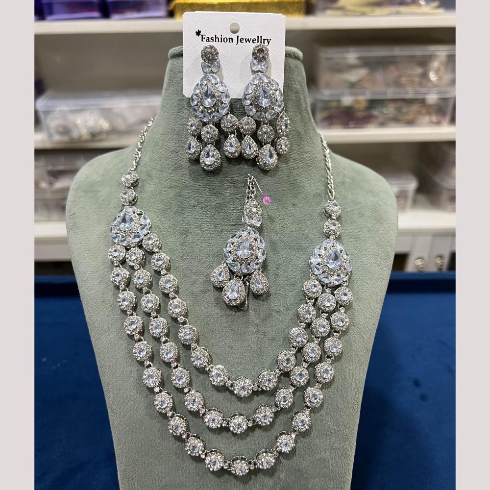 Hira Collections Gold Plated Crystal And Austrian Stone Necklace Set