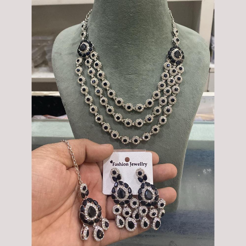 Hira Collections Gold Plated Crystal And Austrian Stone Necklace Set