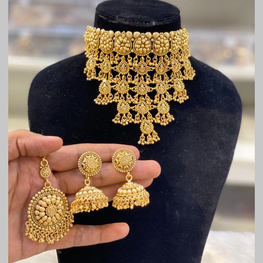 Hira Collections Gold Plated Choker Necklace Set
