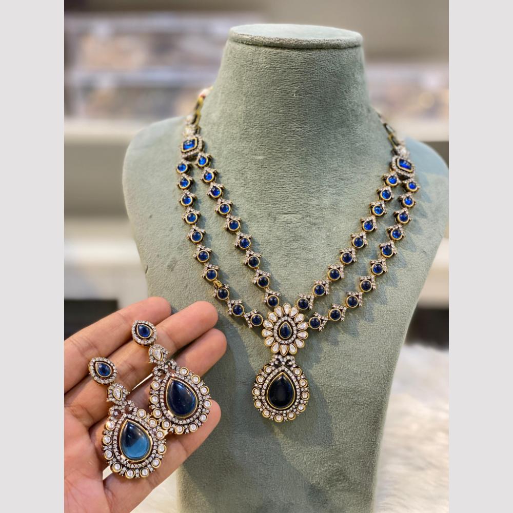 Hira Collection Gold Plated Pota Stone Necklace Set