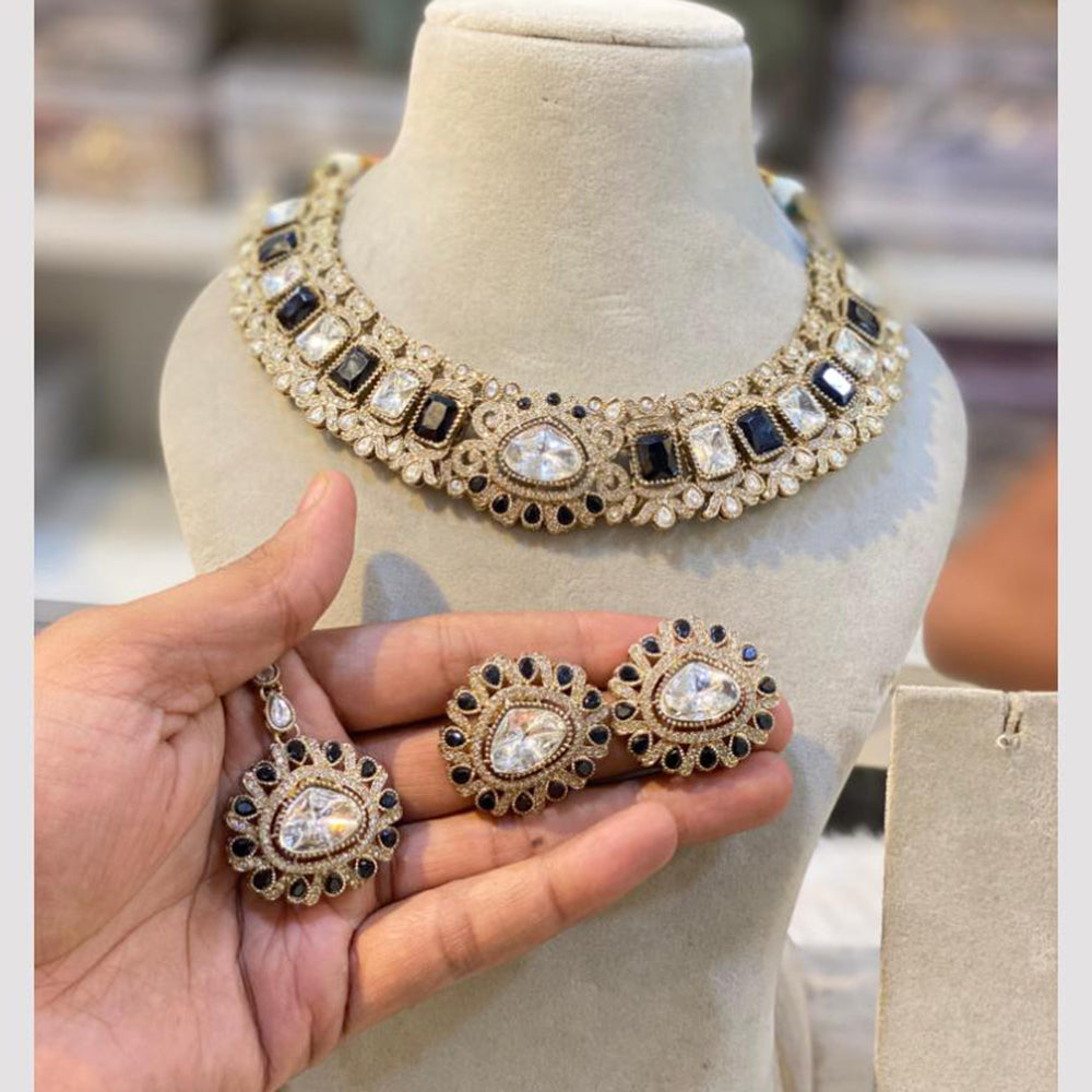 Hira Collections Gold Plated Crystal Stone Necklace Set