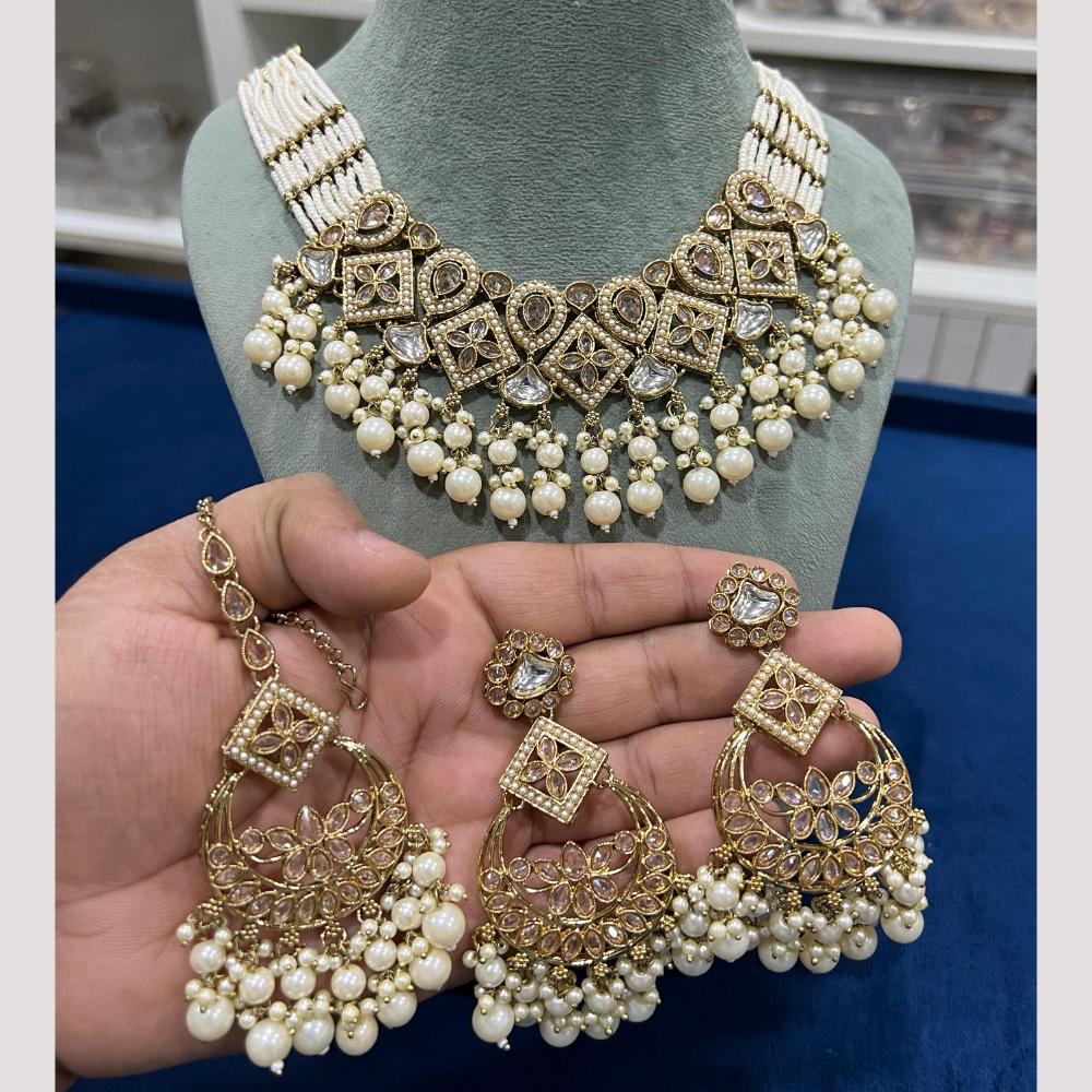 Hira Collections Traditional Kundan Pearl Necklace Set