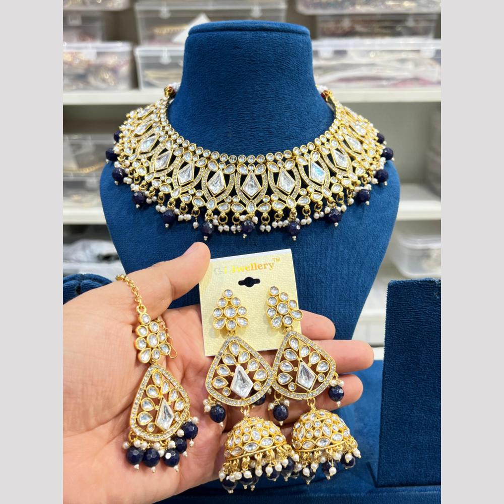 Hira Collection Kundan Pearl Beads Necklace Set Ethnic Jewellery for Women