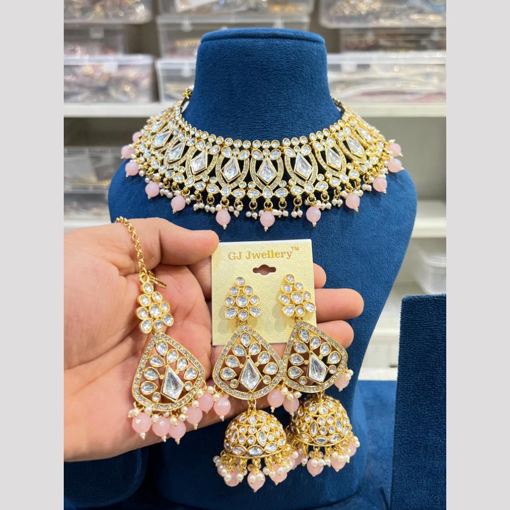 Hira Collection Kundan Pearl Beads Necklace Set Ethnic Jewellery for Women