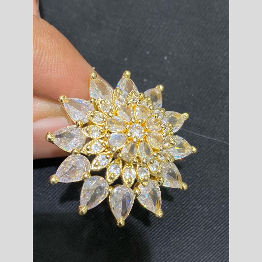 Hira Collections Luxury Sparkling American Diamond Adjustable Ring