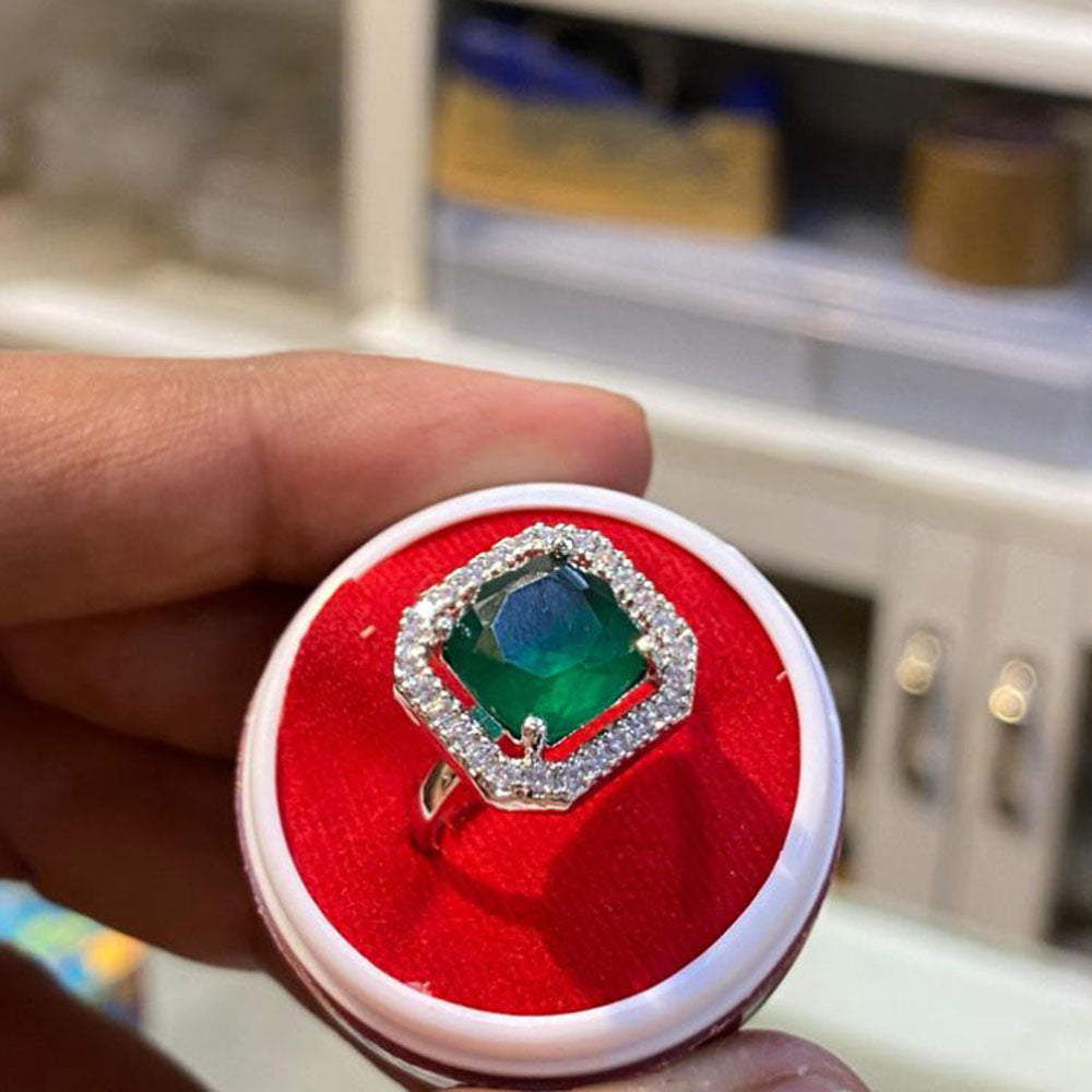 Hira Collections Luxury Sparkling American Diamond Adjustable Ring