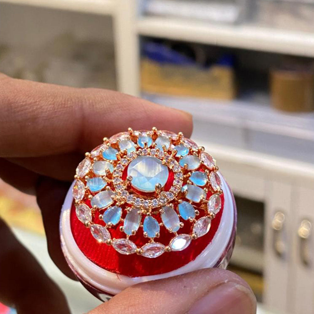 Hira Collections Luxury Sparkling American Diamond Adjustable Ring