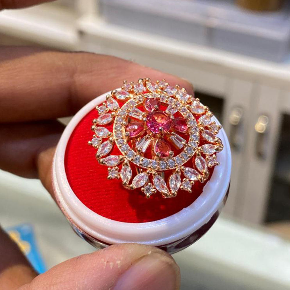 Hira Collections Luxury Sparkling American Diamond Adjustable Ring