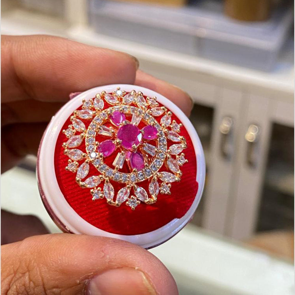 Hira Collections Luxury Sparkling American Diamond Adjustable Ring