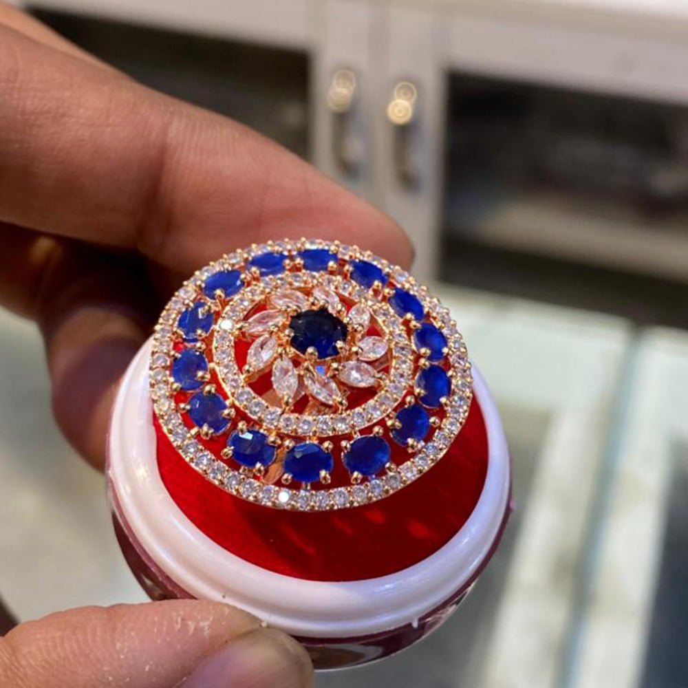 Hira Collections Luxury Sparkling American Diamond Adjustable Ring