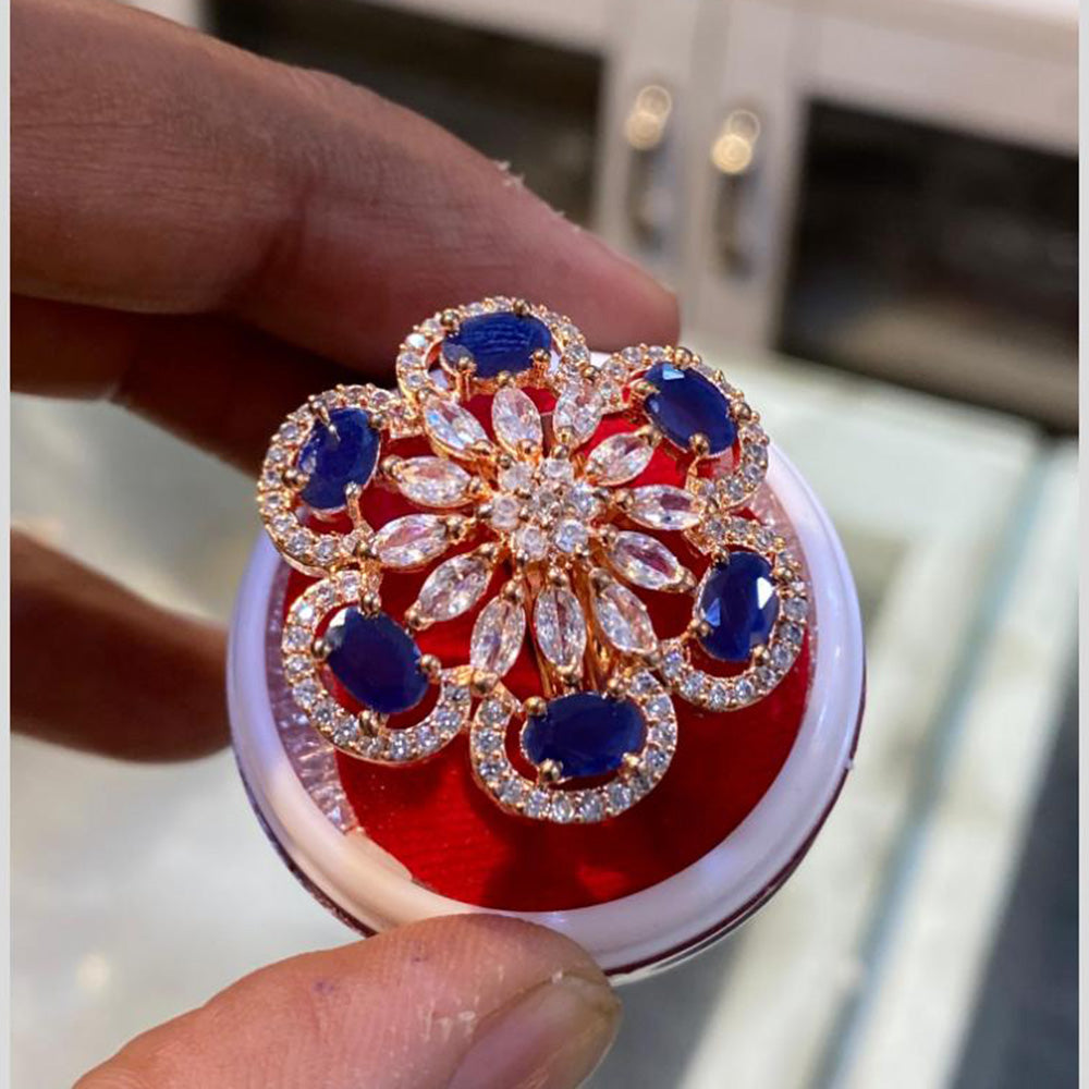 Hira Collections Luxury Sparkling American Diamond Adjustable Ring