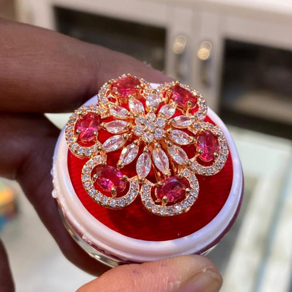 Hira Collections Luxury Sparkling American Diamond Adjustable Ring