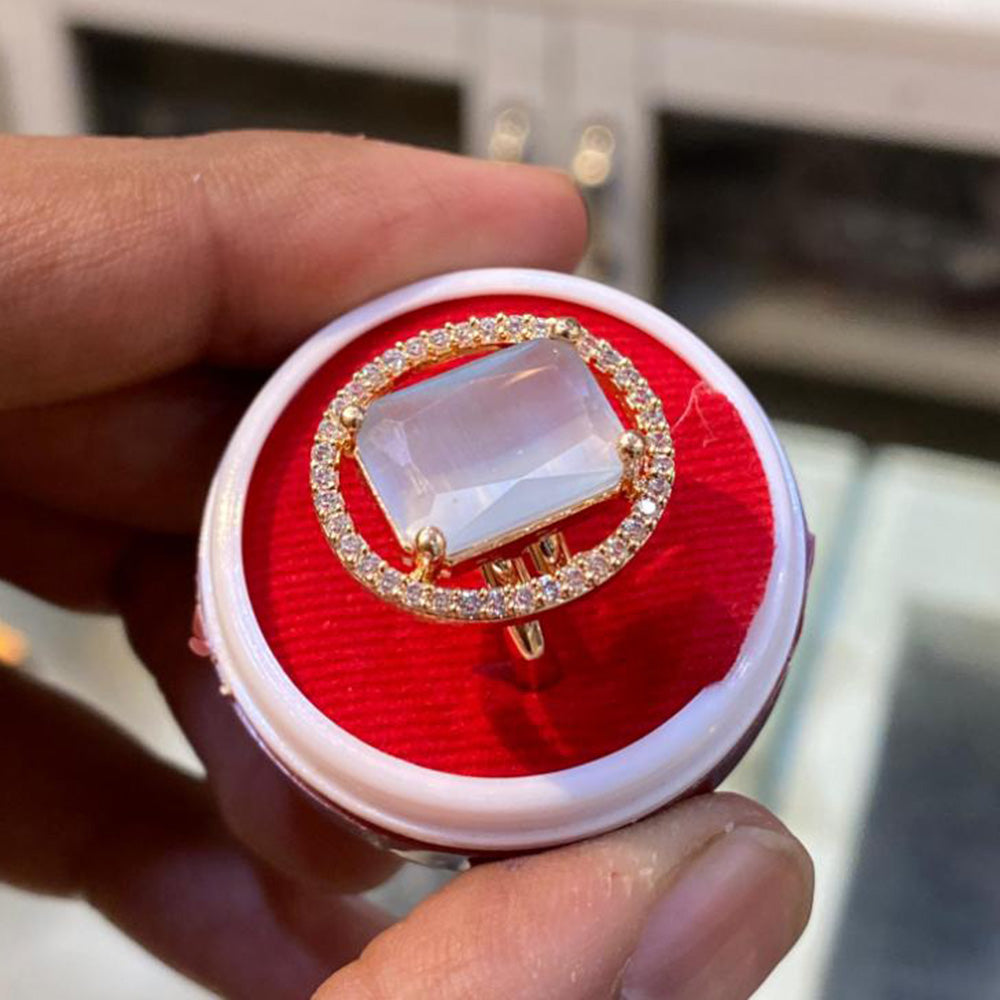 Hira Collections Luxury Sparkling American Diamond Adjustable Ring