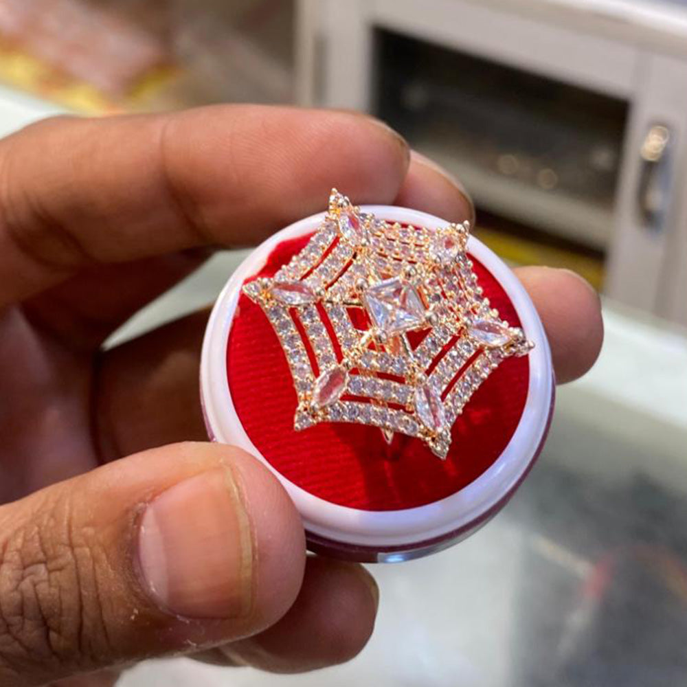 Hira Collections Luxury Sparkling American Diamond Adjustable Ring